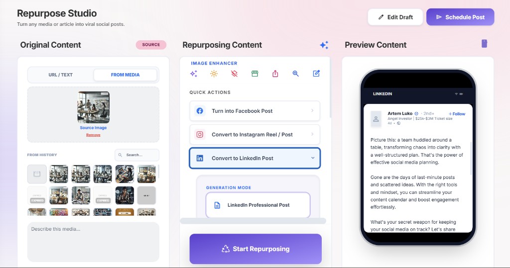 Scheduloid Repurpose Studio